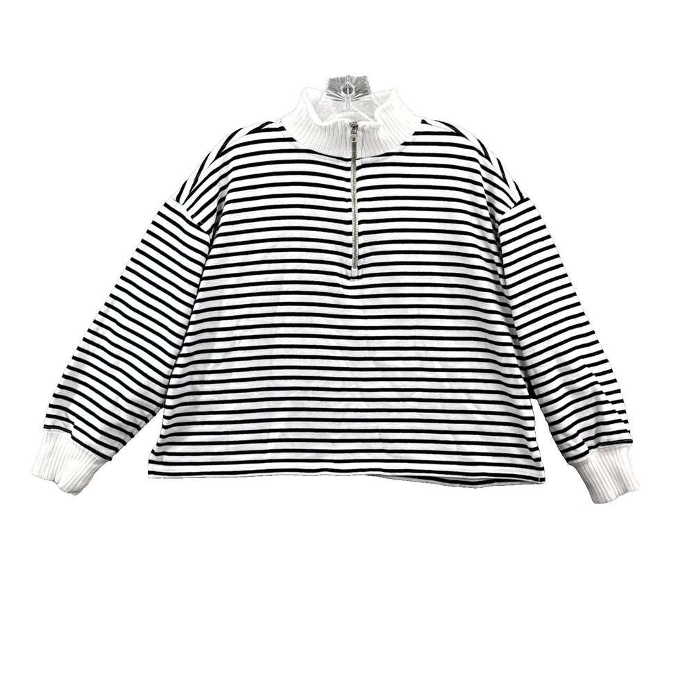 C&C California Sweatshirt Womens Medium Quarter Zip Cropped Nautical Coastal Y2K
